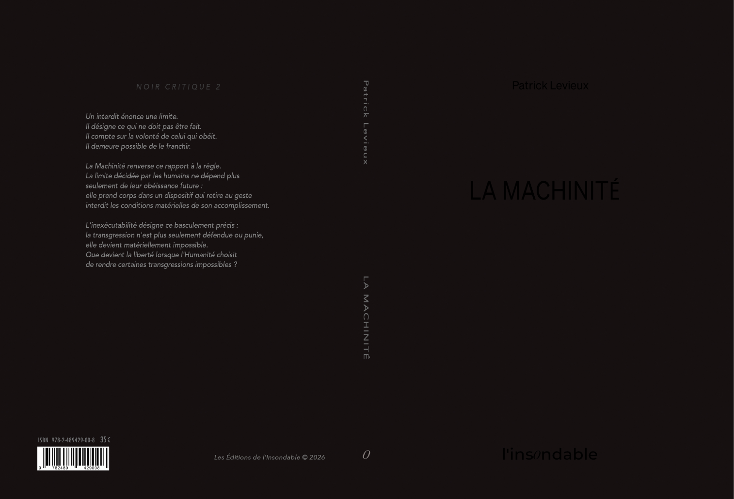 Couverture complète de La Machinité : quatrième, dos et première de couverture